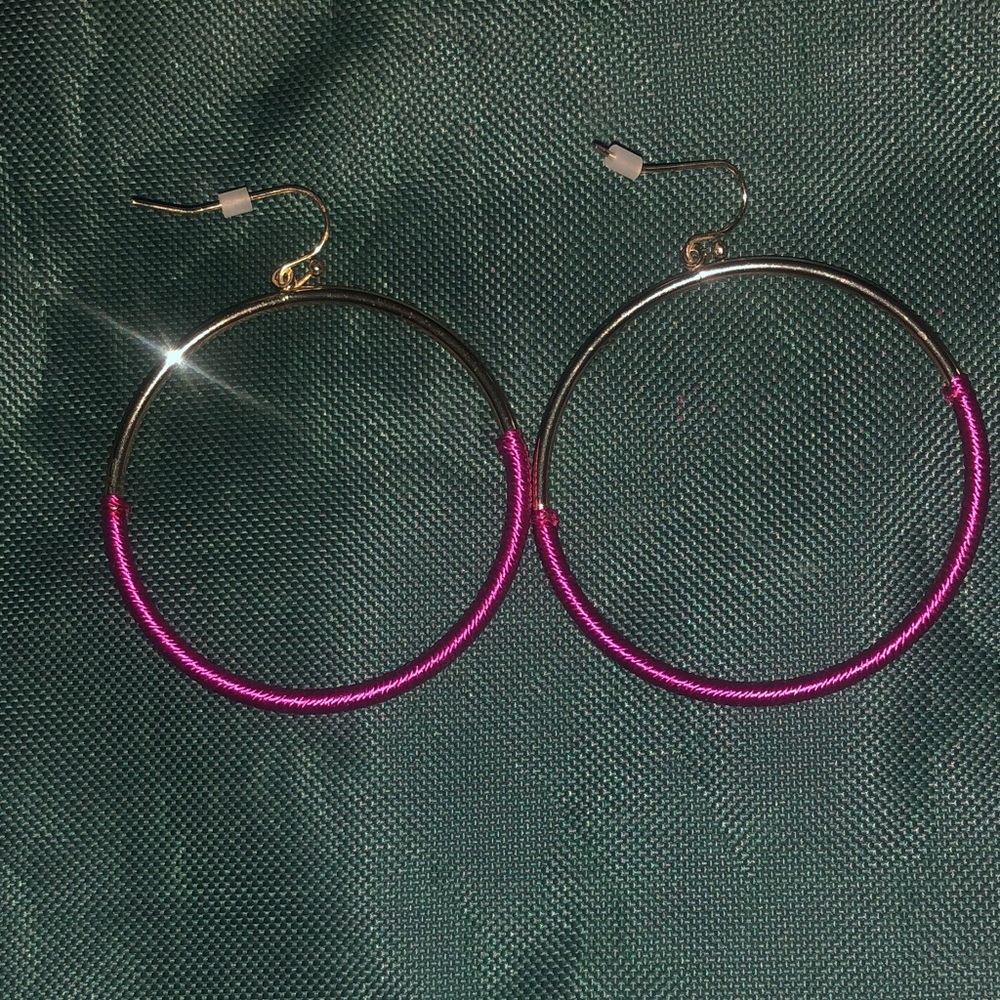 Elegant Pink and Silver Hoop Earrings